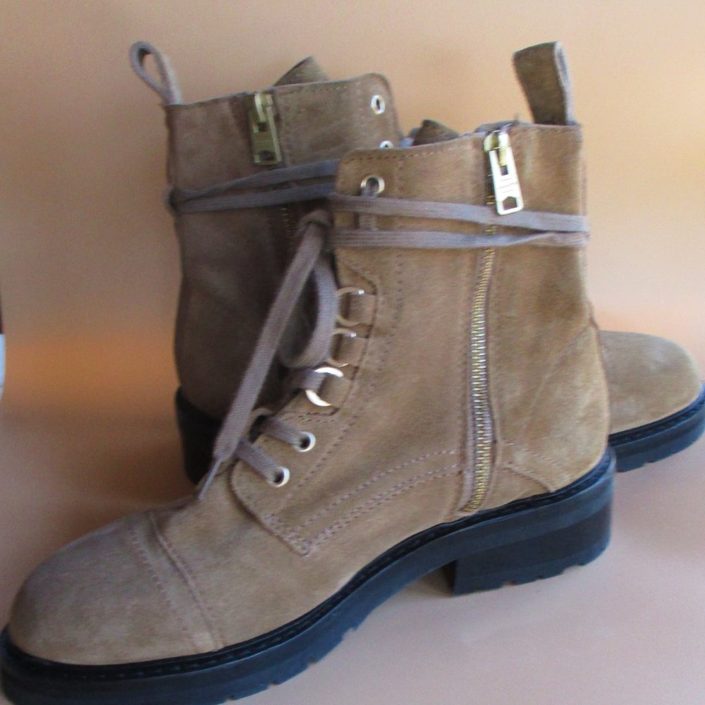 All Saints Lira Combat Boots Women's-Sand/Brown Suede-Size 37/6.5 - Picture 4 of 7